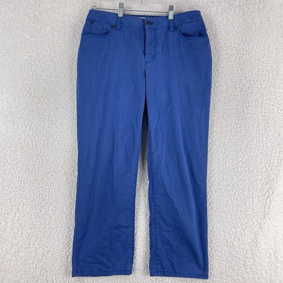 Talbots Pants - Talbots Blue Curvy Straight Leg Chino Pants Womens‎ Mid-Rise Flat Front Size 6